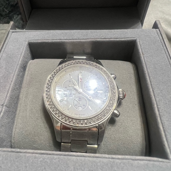 Michele Jetway Diamond Bracelet Watch stainless steel case with diamond main image 5